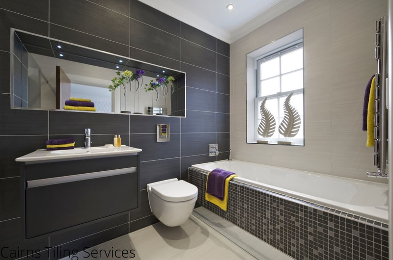 This is a photo of a bathroom that was renovated in the suburb of Edgehill. We do a lot of tiling in Edgehill as it is a popular suburb for house renovations, especially kitchen renovations and bathroom renovations in Cairns.